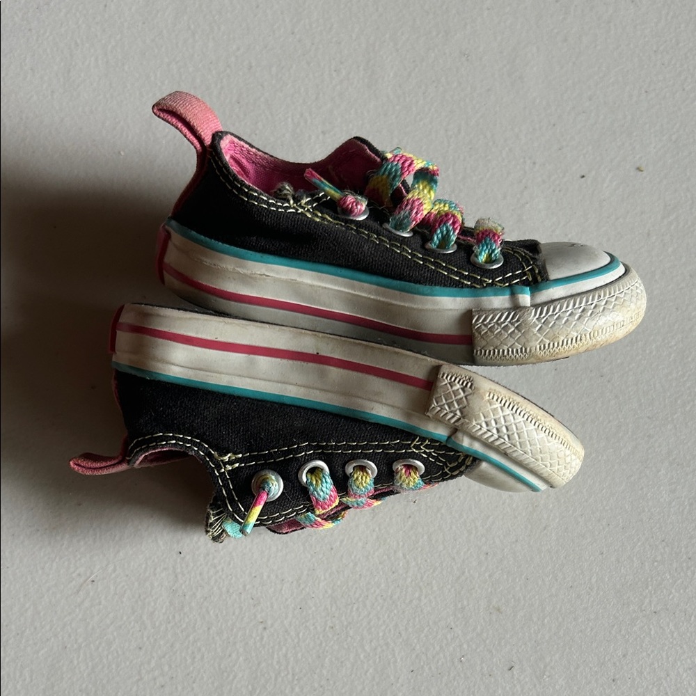 Converse Kids Black and Pink Sneakers - Picture 2 of 2